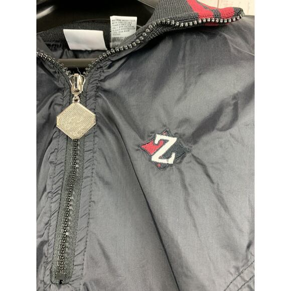 Jerzees Jacket Windbreaker Mens medium Black/maroon 1/2‎ Zip Golf Slicker - Picture 4 of 6